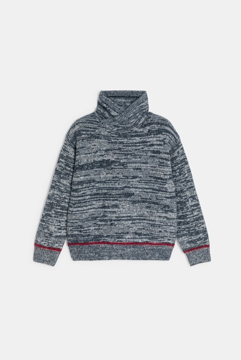 Pisan puli z ovratnikom na poklop sivet barve za fantke 1