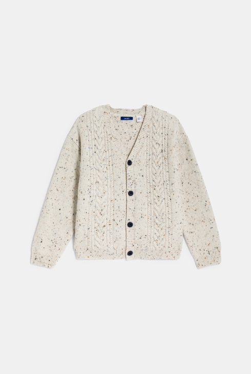 Gilet torsadé moucheté beige Garçon