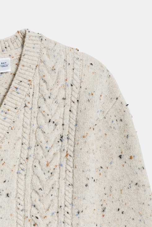 Gilet torsadé moucheté beige Garçon