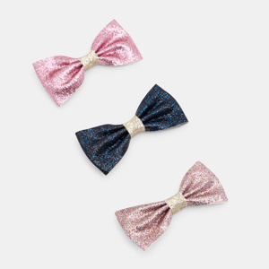 Barrettes nœud papillon à paillettes  (lot de 3) 1