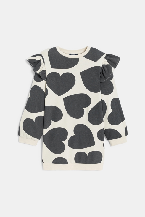 Robe en molleton motif cœur noir Fille