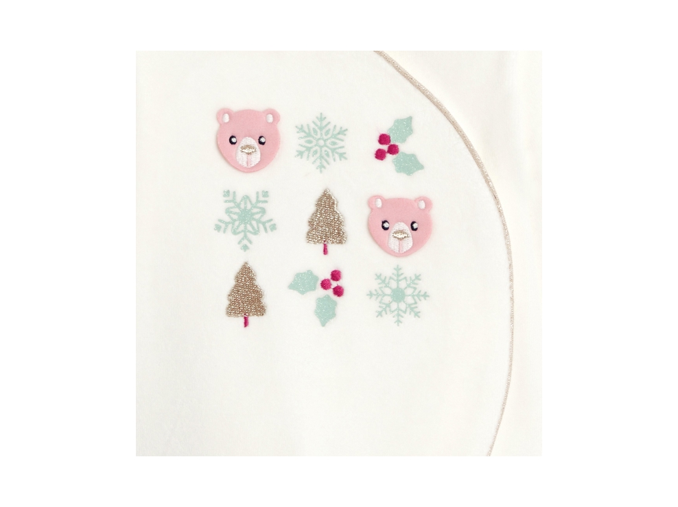 Baby girl's white velvet sleepsuit with embroidered bear 2