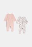 Pelele de terciopelo con coraznoes rosa bebé niña (pack de 2) 3
