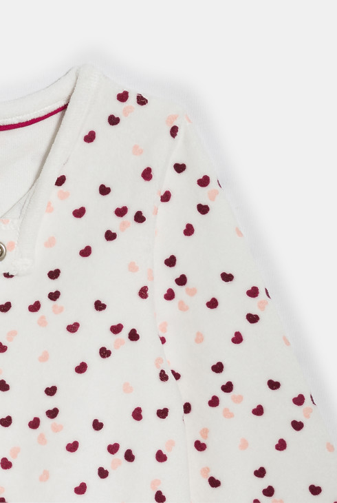 Ružičasta baršunasta pidžama kombinezon sa srcima za djevojčice (komplet od 2 kom.) 2