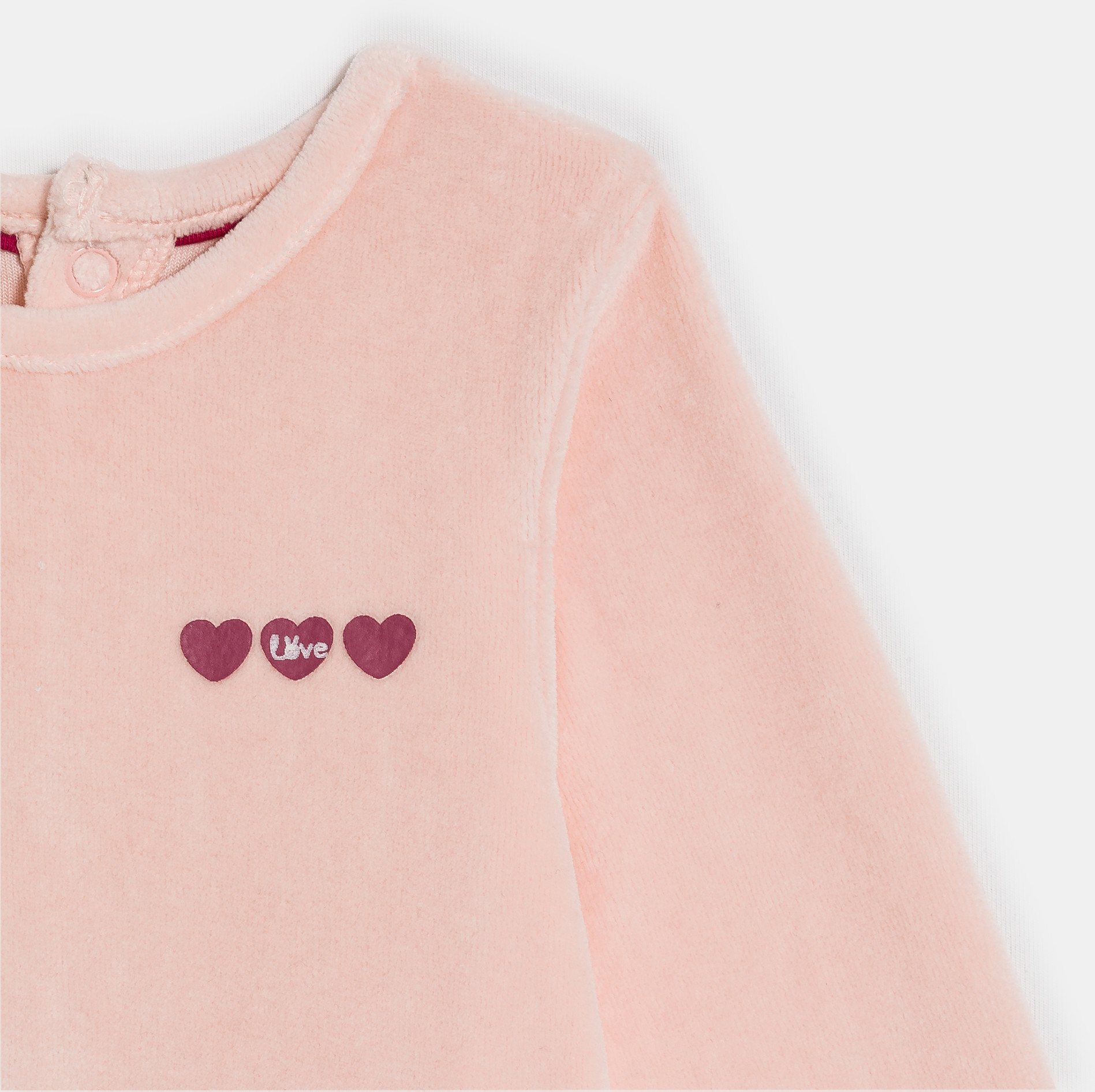Ružičasta baršunasta pidžama kombinezon sa srcima za djevojčice (komplet od 2 kom.) 2