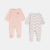 Dors-bien velours cœurs rose bébé fille (lot de 2)