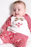 Pyjama chaud en soft boa et velours renne rouge bébé garçon 1