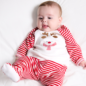 Pyjama chaud en soft boa et velours renne rouge bébé garçon 1