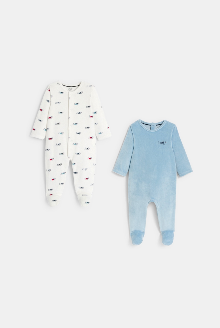 Dors-bien velours bleu bébé garçon (lot de 2) 1