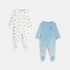 Dors-bien velours bleu bébé garçon (lot de 2)