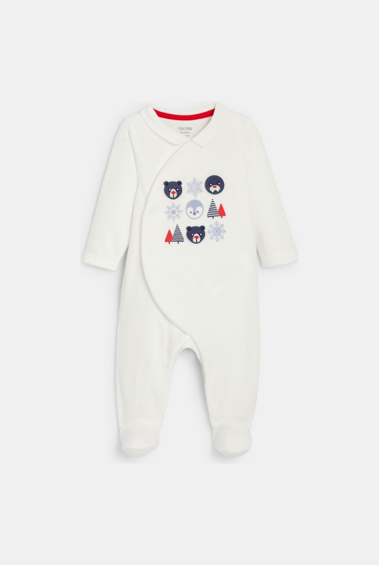 Dors-bien velours animaux blanc bébé garçon 1