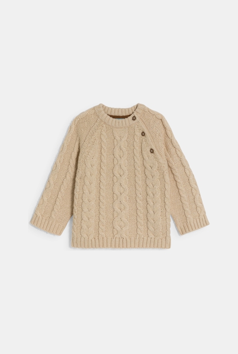 Pull maille tricot torsadé beige bébé garçon