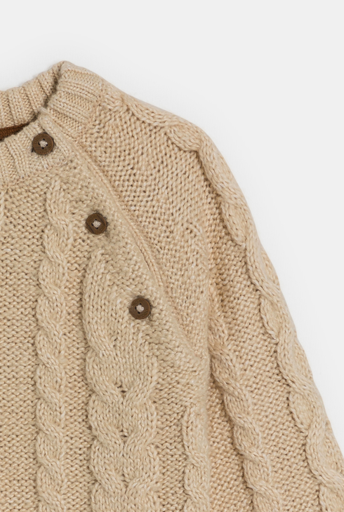 Pull maille tricot torsadé beige bébé garçon