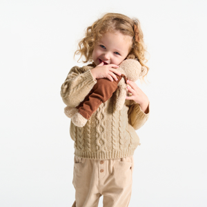 Jersey de punto tricot trenzado beige bebé niño 1