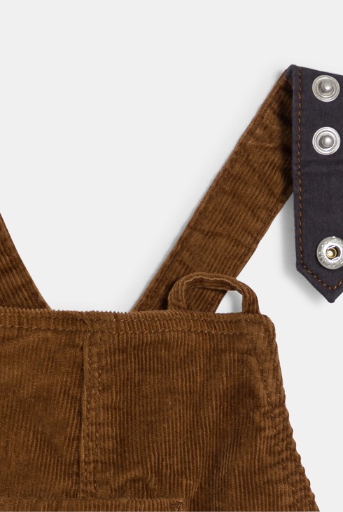 Salopette in velluto a coste marrone neonato 2