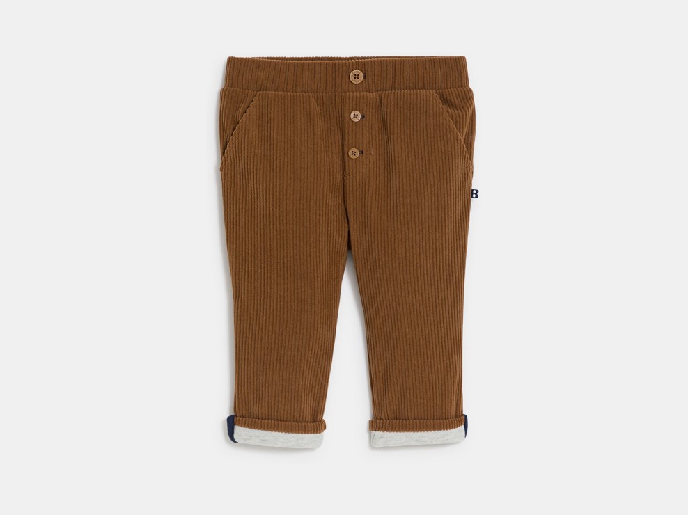 Pantalon velours côtelé souple marron bébé garçon 1