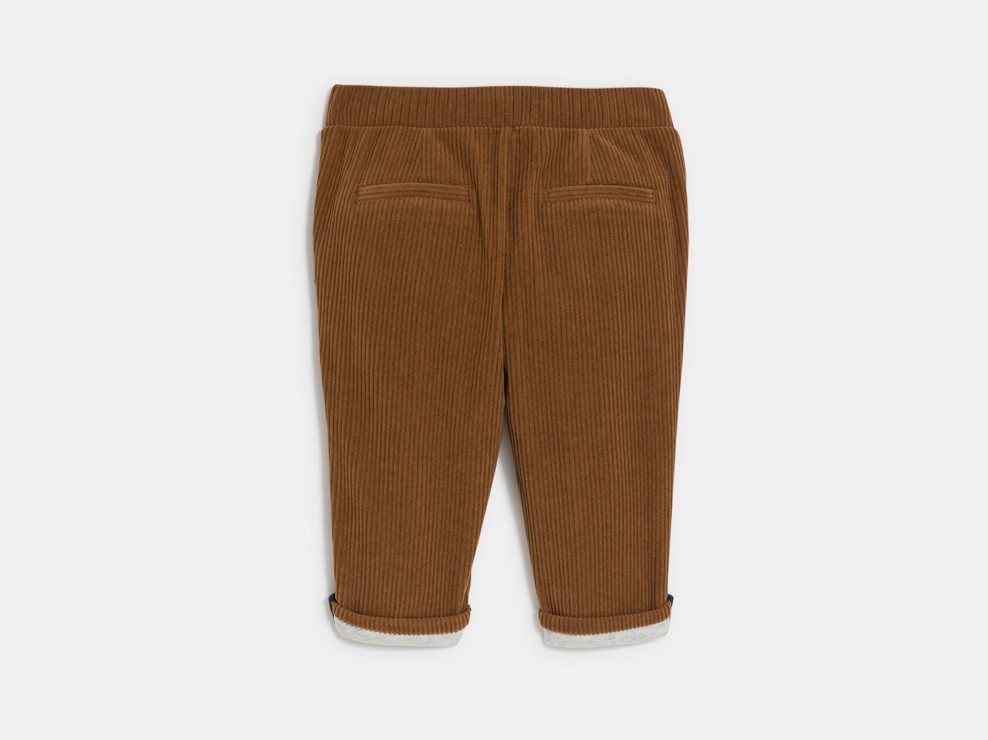 Pantalon velours côtelé souple marron bébé garçon 2