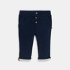 Pantalon velours côtelé souple bleu marine bébé garçon