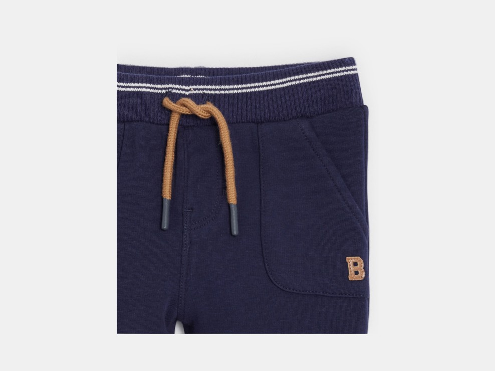 Joggers blu navy in tessuto felpato per neonato 2