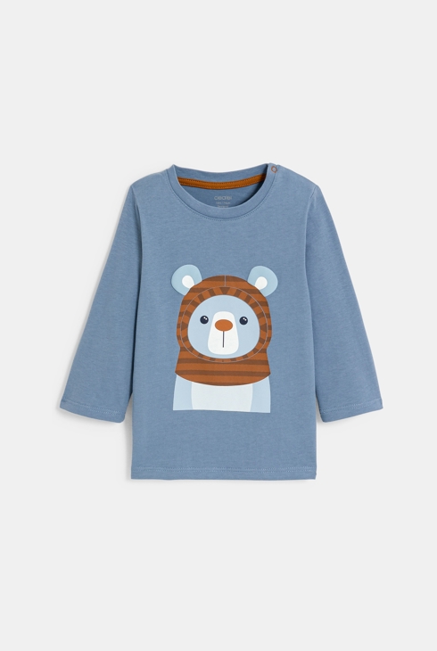 T-shirt manches longues animal bleu bébé garçon 1