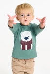 T-shirt manches longues ours vert bébé garçon 1