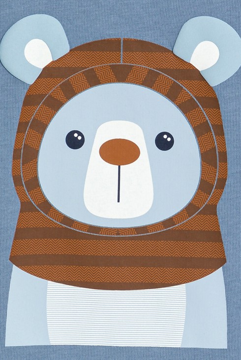 T-shirt manches longues animal bleu bébé garçon 2