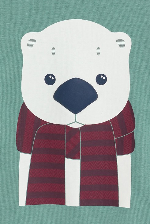 Grünes Baby-T-Shirt mit langen Ärmeln und Bärenmotiv für Jungen 2