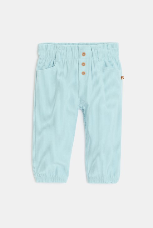 Pantaloni in velluto a costine con elastico in vita blu neonata 1