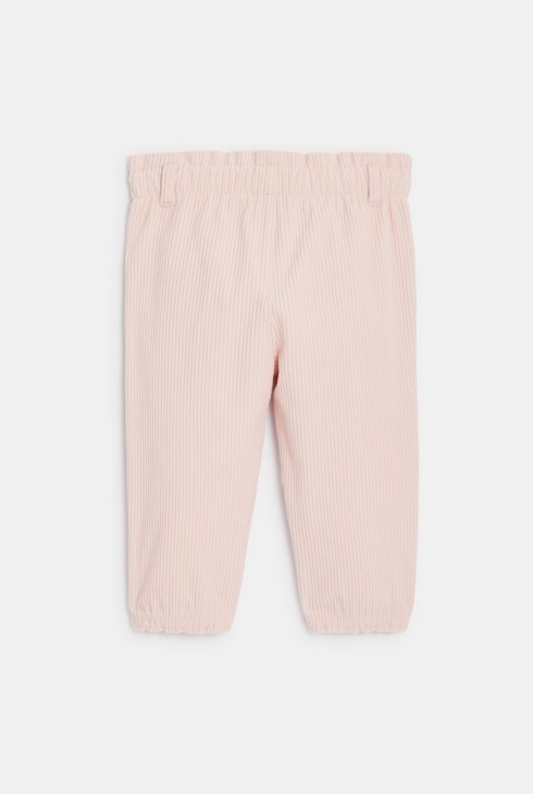 Pantalon velours côtelé taille élastique rose bébé fille 2