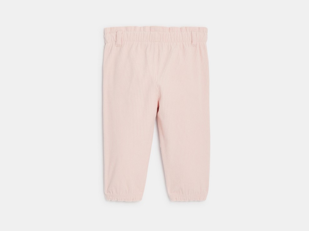 Pantalon velours côtelé taille élastique rose bébé fille 2