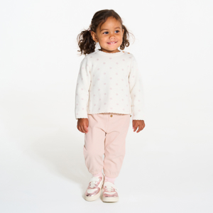 Baby girl's pink corduroy trousers with elasticated waist 1