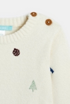 Pull maille tricot brodé blanc bébé garçon 3