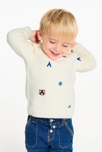 Pull maille tricot brodé blanc bébé garçon 1