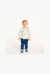 Pull maille tricot brodé blanc bébé garçon 4