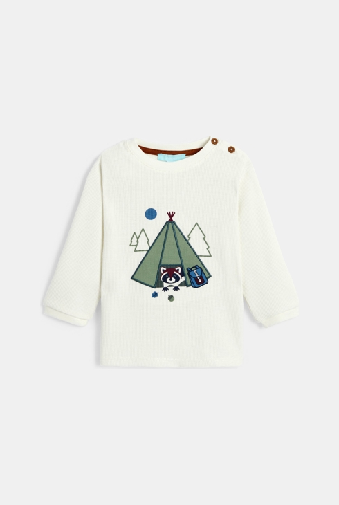 T-shirt nid d'abeille tipi blanc bébé garçon 1