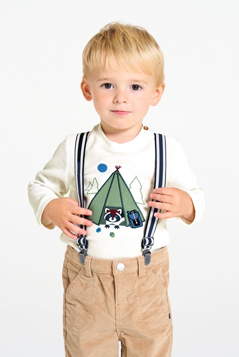 T-shirt nid d'abeille tipi blanc bébé garçon 1