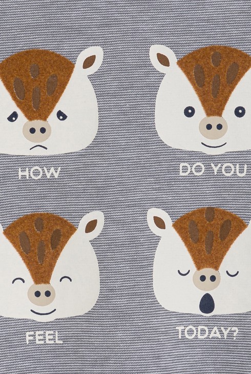 Baby boy's grey animal emotions T-shirt 2