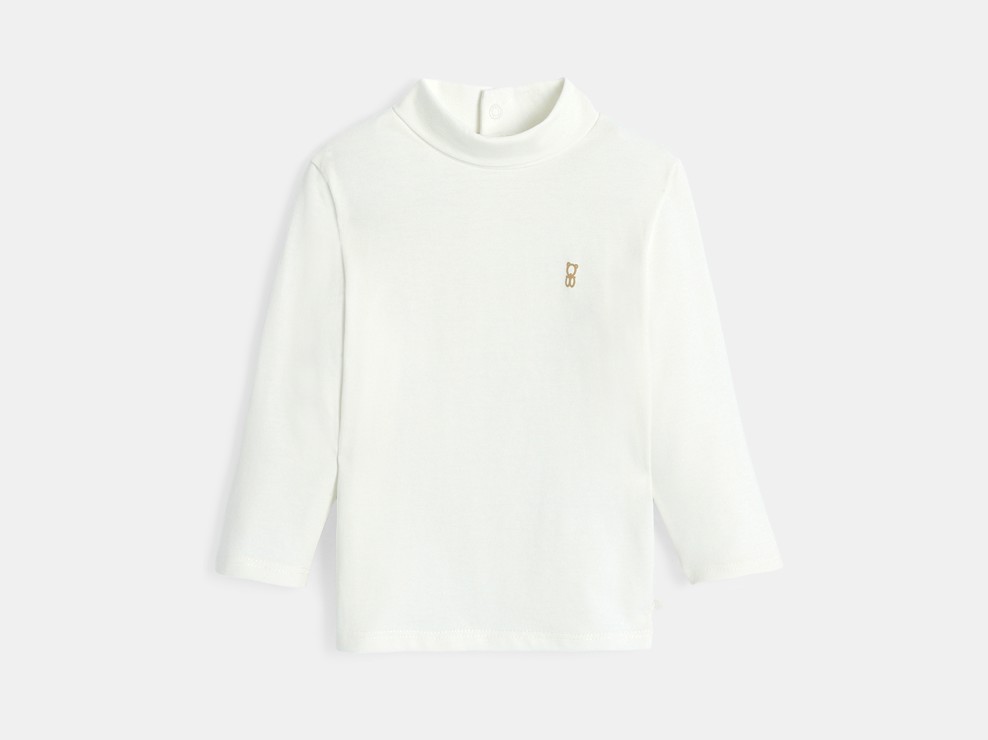T-shirt col montant manches longues blanc marine bébé garçon 1
