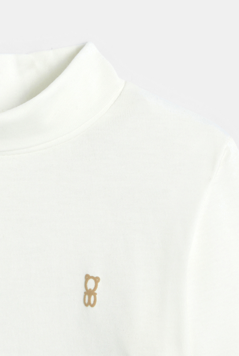 Weißes T-Shirt mit Stehkragen und langen Ärmeln Kleinkind Junge
