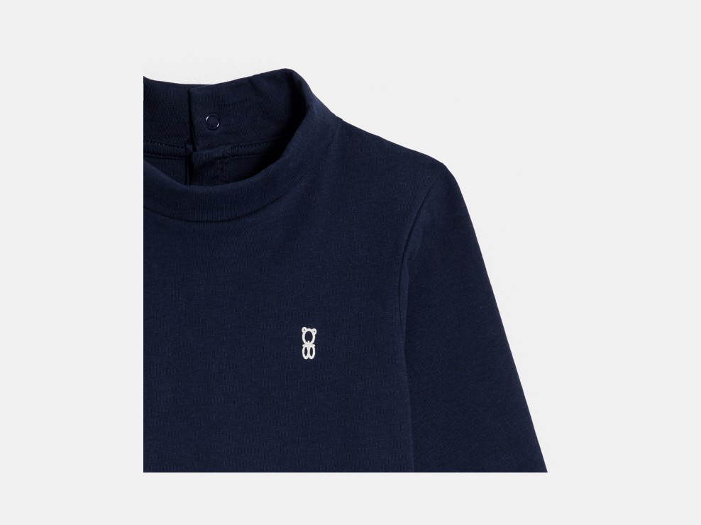 T-shirt blu navy a collo alto e maniche lunghe per neonato 2
