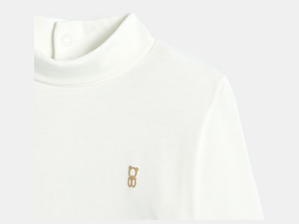 Weißes T-Shirt mit Stehkragen und langen Ärmeln Kleinkind Junge 2