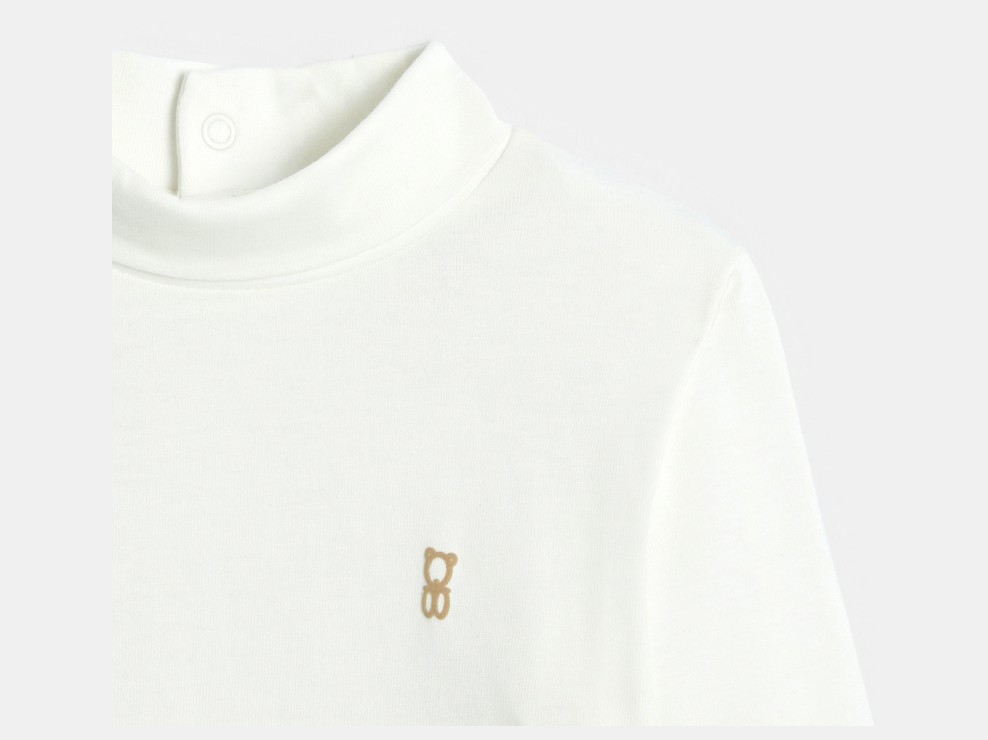 T-shirt bianco navy a collo alto e maniche lunghe per neonato 2