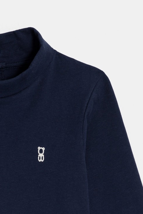 Samarreta de coll alt màniga llarga blau marí bebè nen 2