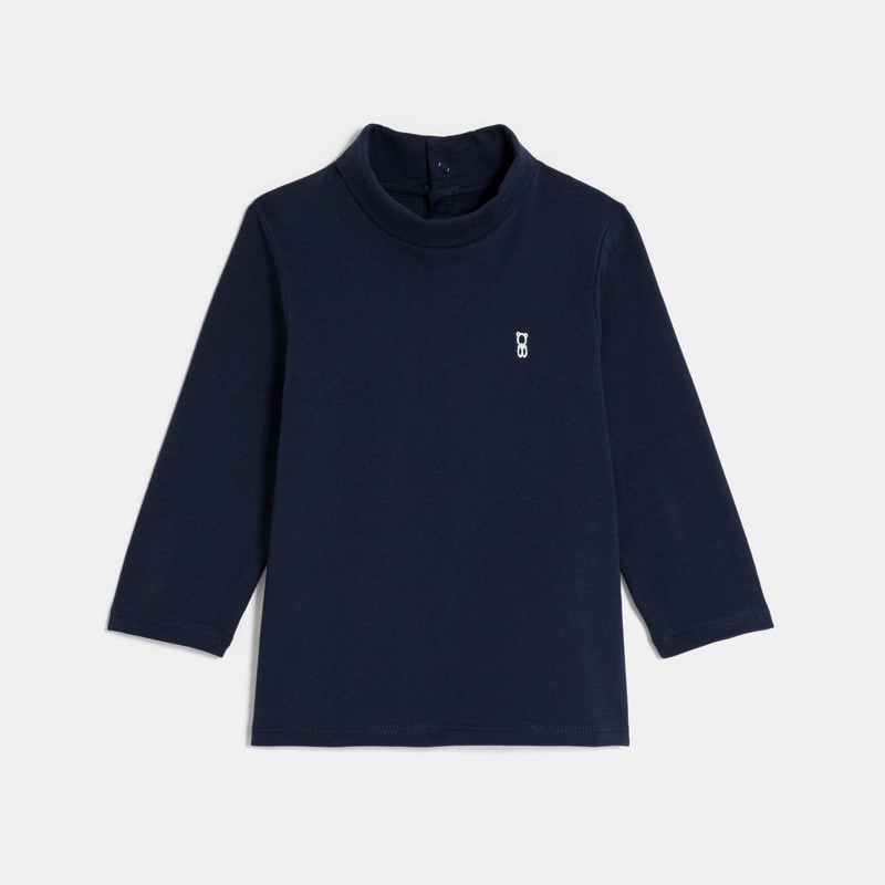 Marineblaues T-Shirt mit Stehkragen und langen Ärmeln und Kleinkind Junge