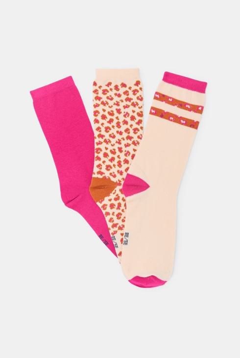 Chaussettes fantaisie (lot de 3) rose Fille