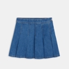 Jupe-short en jean plissé bleu Fille