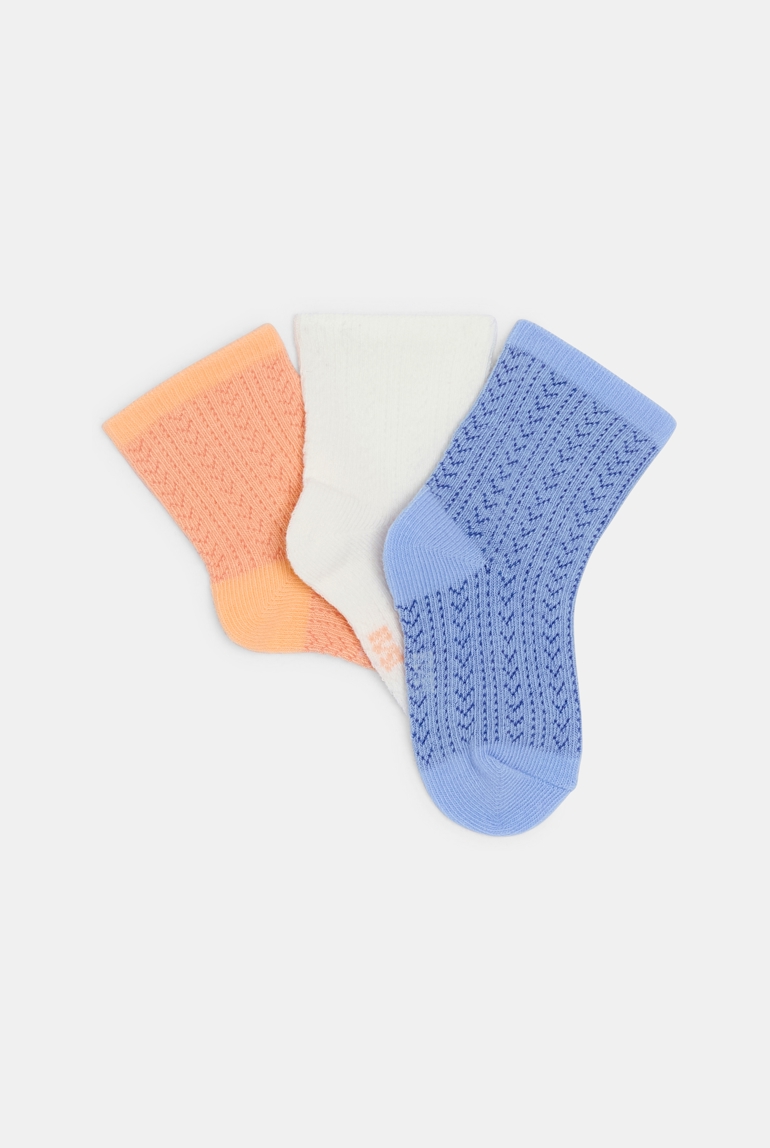 Chaussettes maille tricot fantaisie orange bébé fille (lot de 3) 1