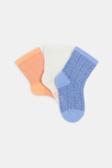 Chaussettes maille tricot fantaisie orange bébé fille (lot de 3)