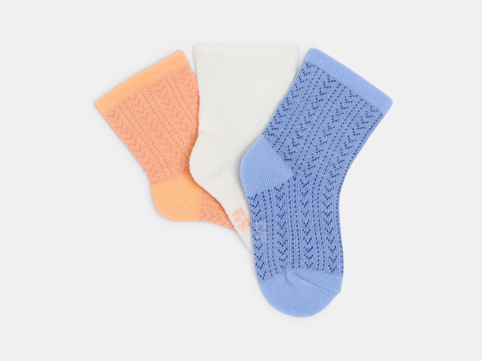 Chaussettes maille tricot fantaisie orange bébé fille (lot de 3) 1
