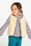 Gilet sans manches réversible sherpa fleuri blanc bébé fille 1